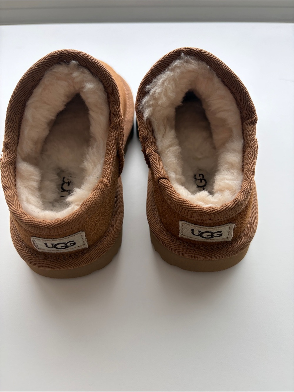 UGG Chestnut Brown Shearling Slide Slippers, Size 9 Toddler, NEW never worn
